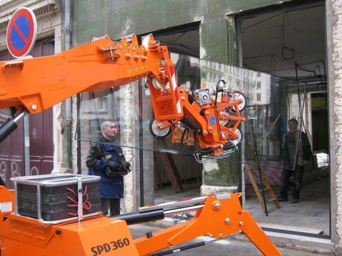 transport de vitres avec machine